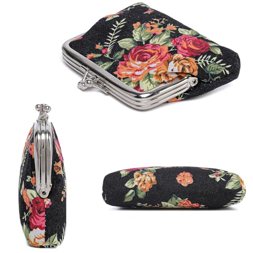 Sanxiner محافظ عملات سانكسينر الزهرية الجذابة مع قفل عتيق، حقيبة قفل قبلة، محافظ تغيير - Image 5