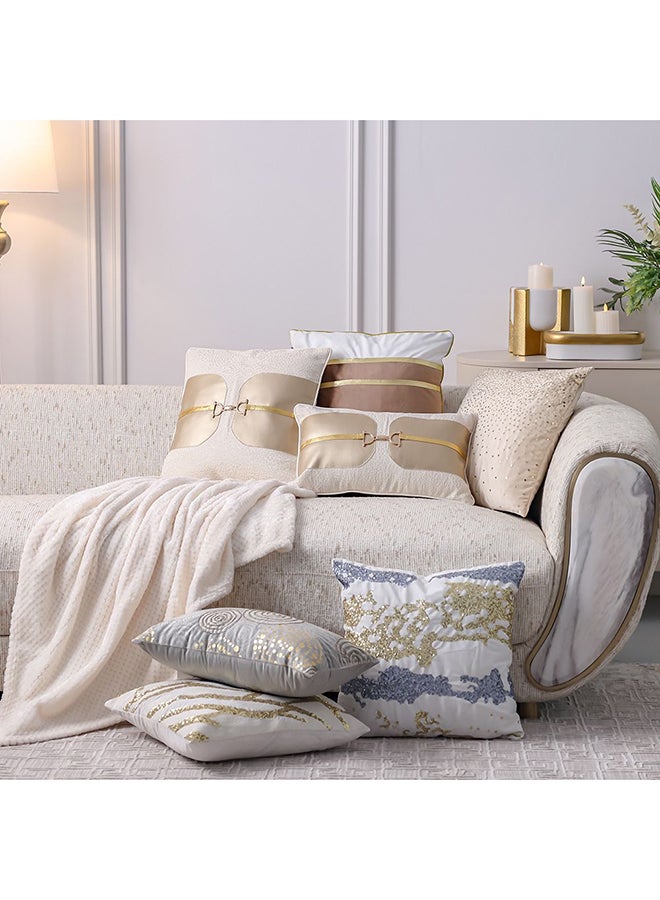 Danube Home Gleam Embroidered Cushion Cover - White/Gold - 45x45 cm | Polyester Decorative Lightweight Throw Pillow For Sofas, Couches, Beds For Living Room - Image 4