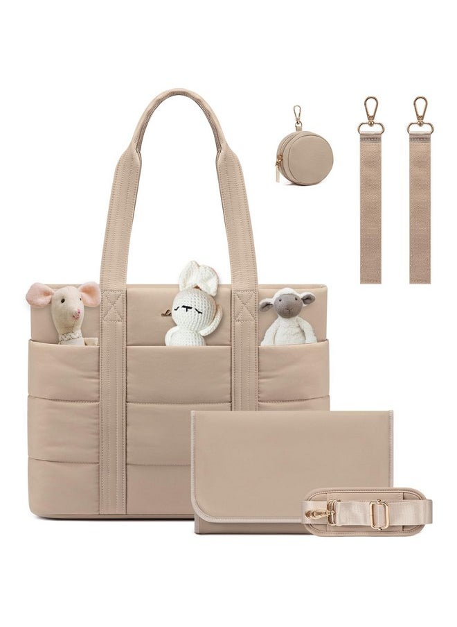 Lovevook LOVEVOOK Diaper Bag Tote, Puffer Baby Diaper Bag with Insulated Pocket,Travel Diaper Tote with Pacifier Case and Changing Pad  - Image 1