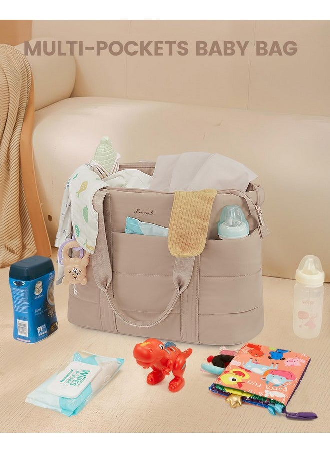 Lovevook LOVEVOOK Diaper Bag Tote, Puffer Baby Diaper Bag with Insulated Pocket,Travel Diaper Tote with Pacifier Case and Changing Pad  - Image 4