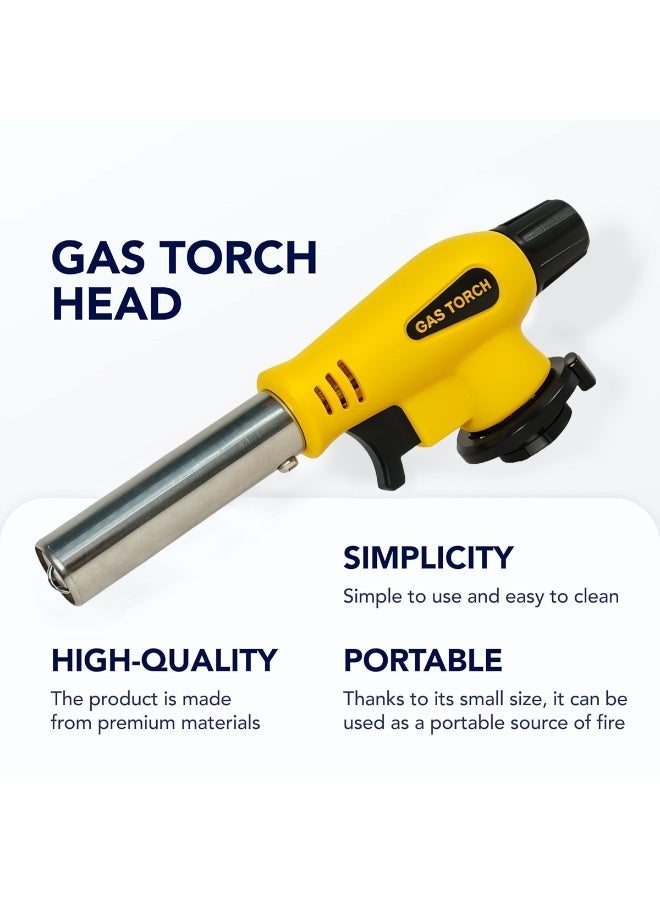 SAHARI Gas Torch Burner with Auto Ignition Lighter OGT-007, Portable Adjustable Butane Blow Torch for BBQ Cooking Baking Camping Welding and Kitchen Use, Yellow/Black - Image 5