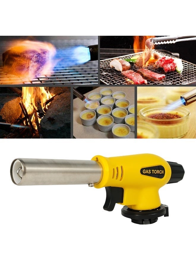SAHARI Gas Torch Burner with Auto Ignition Lighter OGT-007, Portable Adjustable Butane Blow Torch for BBQ Cooking Baking Camping Welding and Kitchen Use, Yellow/Black - Image 4