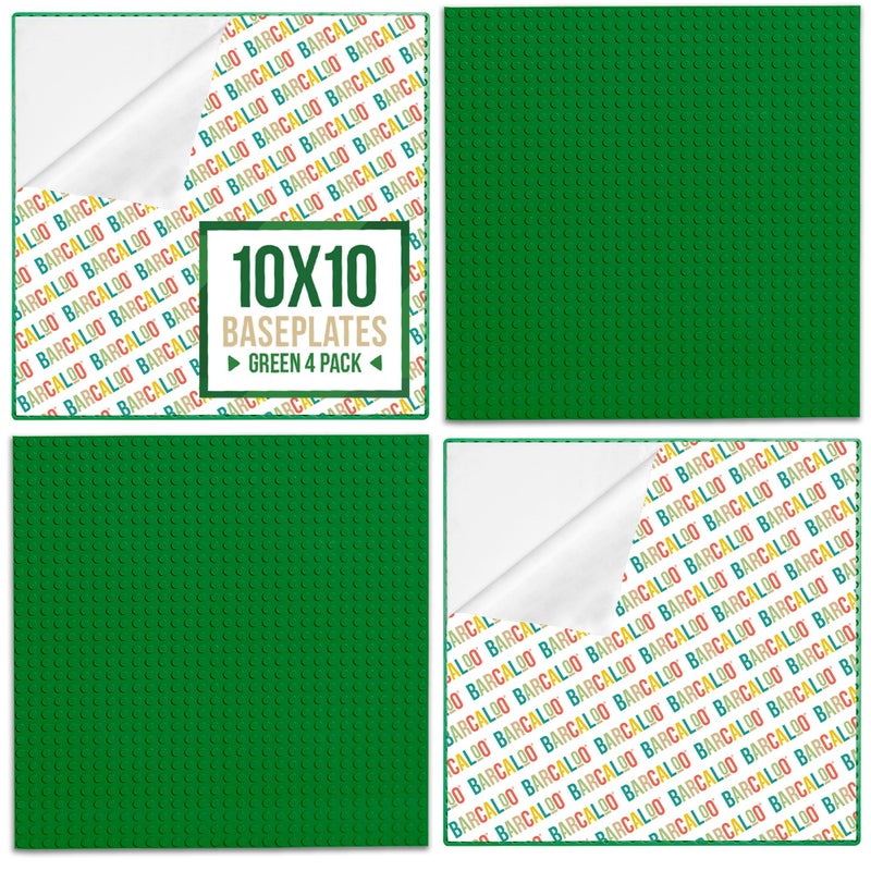Barcaloo Peel and Stick Self Adhesive Baseplates Mat 4 Pack 10x10 Inch Adhesive Base Board for Building Brick Table Green Panels for Table Top Play Compatible with All Major Brands - Image 3