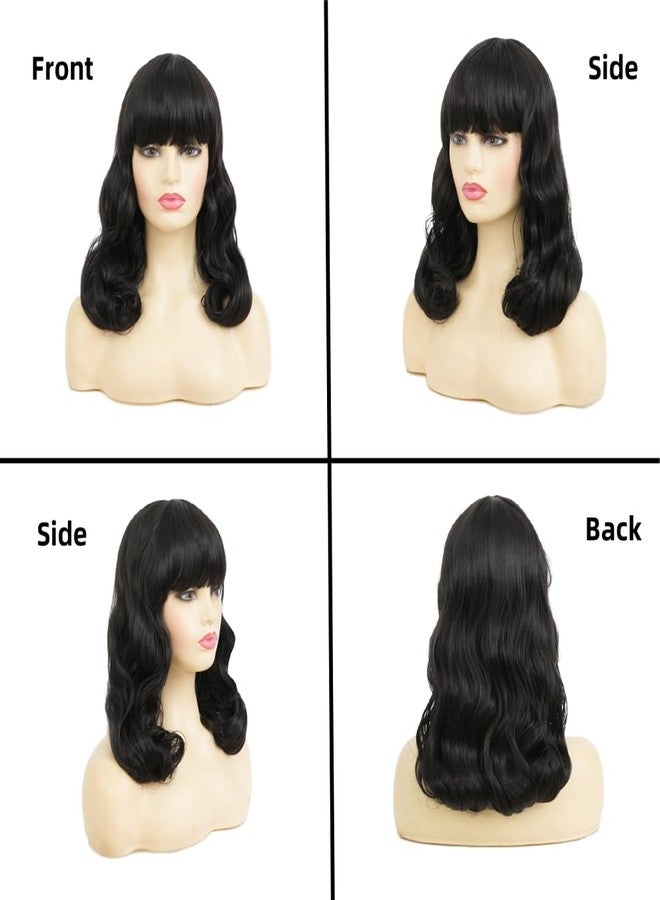 Dai Cloud Black Finger Wave Wigs for Women Long Curly Black Wigs with Bangs 1920s Women Vintage Hair Halloween Cosplay Party Costume Wig - Image 4