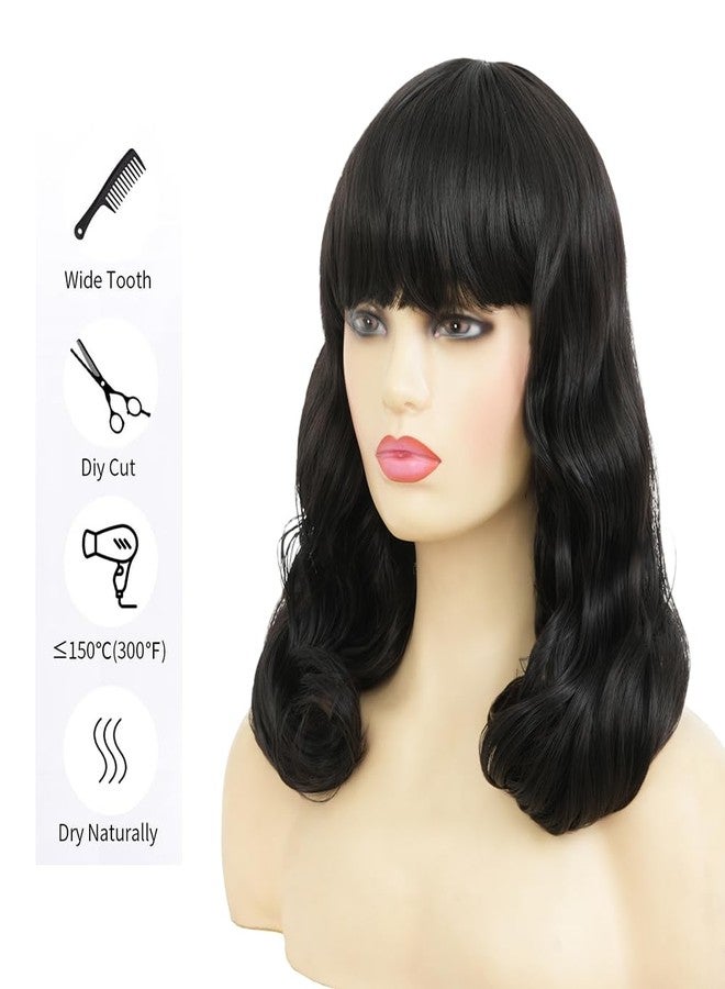Dai Cloud Black Finger Wave Wigs for Women Long Curly Black Wigs with Bangs 1920s Women Vintage Hair Halloween Cosplay Party Costume Wig - Image 3