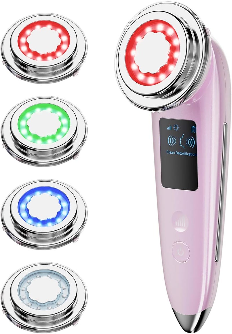 Face Massager Electric Face Lifting 4 in 1 Facial Massager Anti Aging Skin Tightening Firming Skin Care Tools (Pink2)