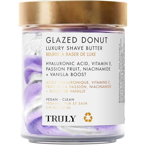 Truly Beauty Glazed Donut Luxury Shave Butter Hydrating Shave Cream for Sensitive Skin Infused With Hyaluronic Acid Niacinamide Protects Against Razor Burn Toasted Vanilla Scent 2 Fl Oz - Image 1