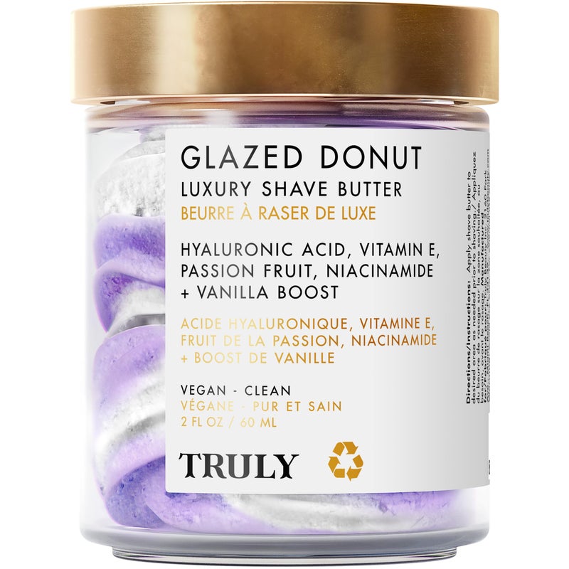 Truly Beauty Glazed Donut Luxury Shave Butter Hydrating Shave Cream for Sensitive Skin Infused With Hyaluronic Acid Niacinamide Protects Against Razor Burn Toasted Vanilla Scent 2 Fl Oz - Image 2