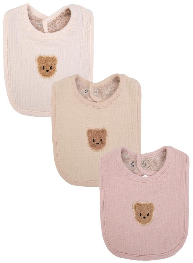 KIDOCHEESE Cute Bear Baby Bibs for Unisex Boys Girls Soft Terry Cloth Adjustable Teething Drooling Bib Set for Newborn Toddler - Image 1
