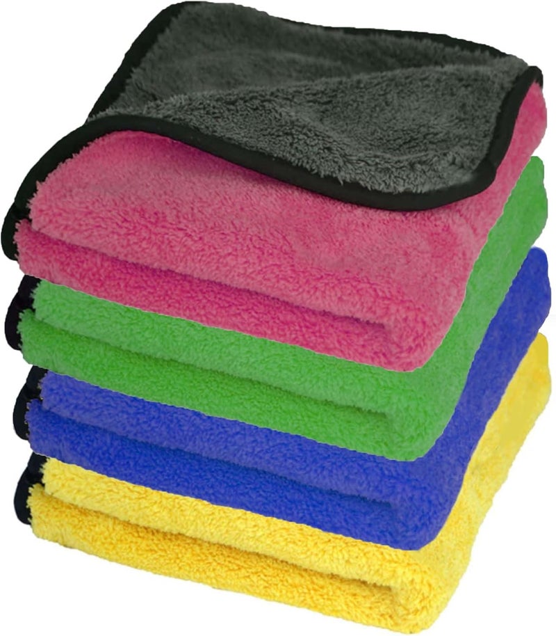 Autofy Multipurpose Microfiber Cleaning Towel Cloth 800 GSM [**Pack of 4**] Highly Absorbent Dust Towels for All Vehicles Bikes Cars Glass Kitchens (40cm x 40cm Multicolour) - Image 1