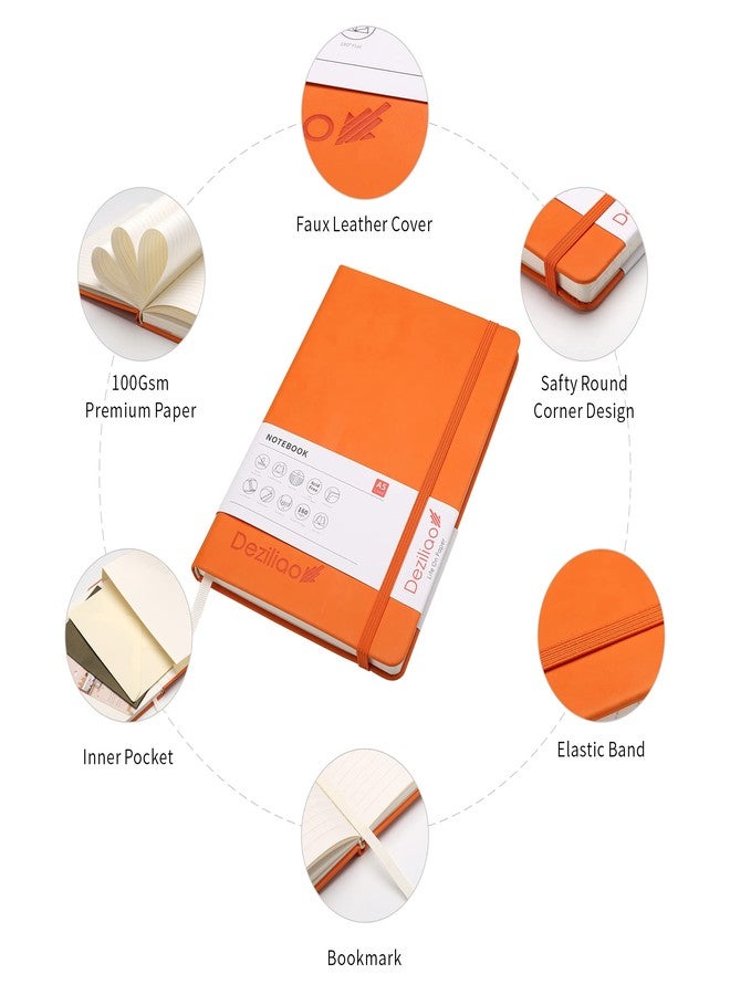 Deziliao Hardcover Notebook Journal 160 Pages, Lined Journal Notebooks for Work, 100Gsm Premium Thick Paper with Pocket, Medium 5.7"x8.4" （Orange, Ruled） - Image 3