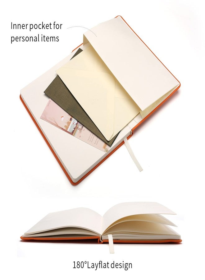 Deziliao Hardcover Notebook Journal 160 Pages, Lined Journal Notebooks for Work, 100Gsm Premium Thick Paper with Pocket, Medium 5.7"x8.4" （Orange, Ruled） - Image 4