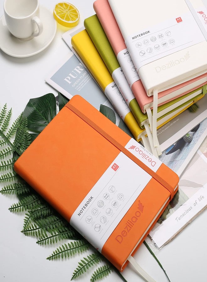 Deziliao Hardcover Notebook Journal 160 Pages, Lined Journal Notebooks for Work, 100Gsm Premium Thick Paper with Pocket, Medium 5.7"x8.4" （Orange, Ruled） - Image 2