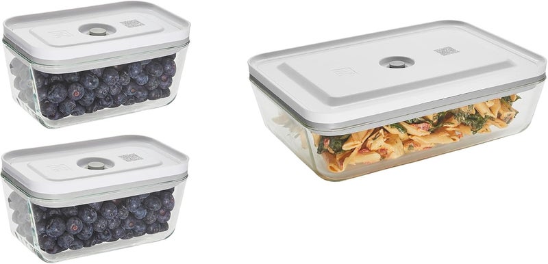 ZWILLING Fresh  Save 3pc Glass Food Storage Vacuum Containers Meal Prep Container  Small  Large Containers - Image 1