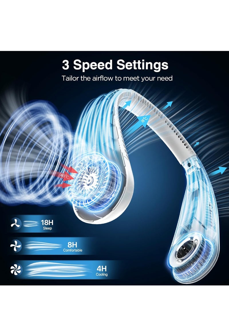 general Neck Fan, Hands Free Bladeless Neck Fans Portable Rechargeable, 6000 mAh Battery Operated Wearable Personal Fan, Cooling Neck Fan, 3 Speeds, USB Fan Gifts - Image 4