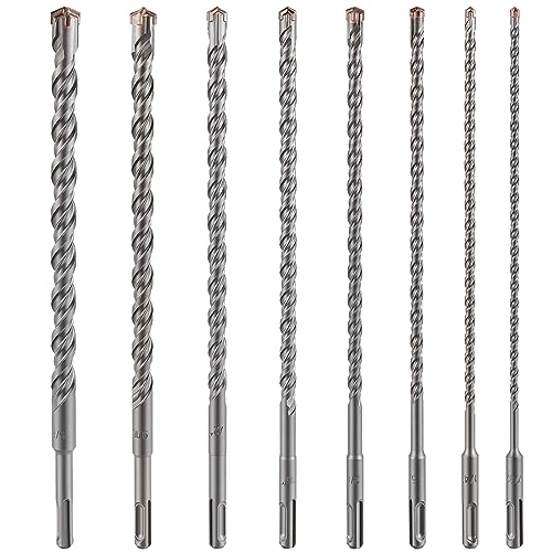 Wensilon Set 12inch Concrete Drill Bit kit CrossType Double Thread Carbide Material Suitable for Concrete Brick Cement Walls Stone Hammer Drill Bits for Concrete - Image 3
