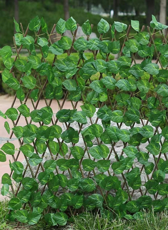 LINGWEI Wooden Fence with Artificial Plants Green Fence Green Ivy Leaves Expandable Wicker Hedge Green Leaves Faux Plants For Garden Home - Image 5