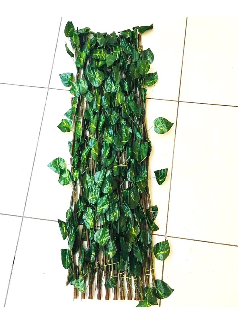 LINGWEI Wooden Fence with Artificial Plants Green Fence Green Ivy Leaves Expandable Wicker Hedge Green Leaves Faux Plants For Garden Home - Image 3