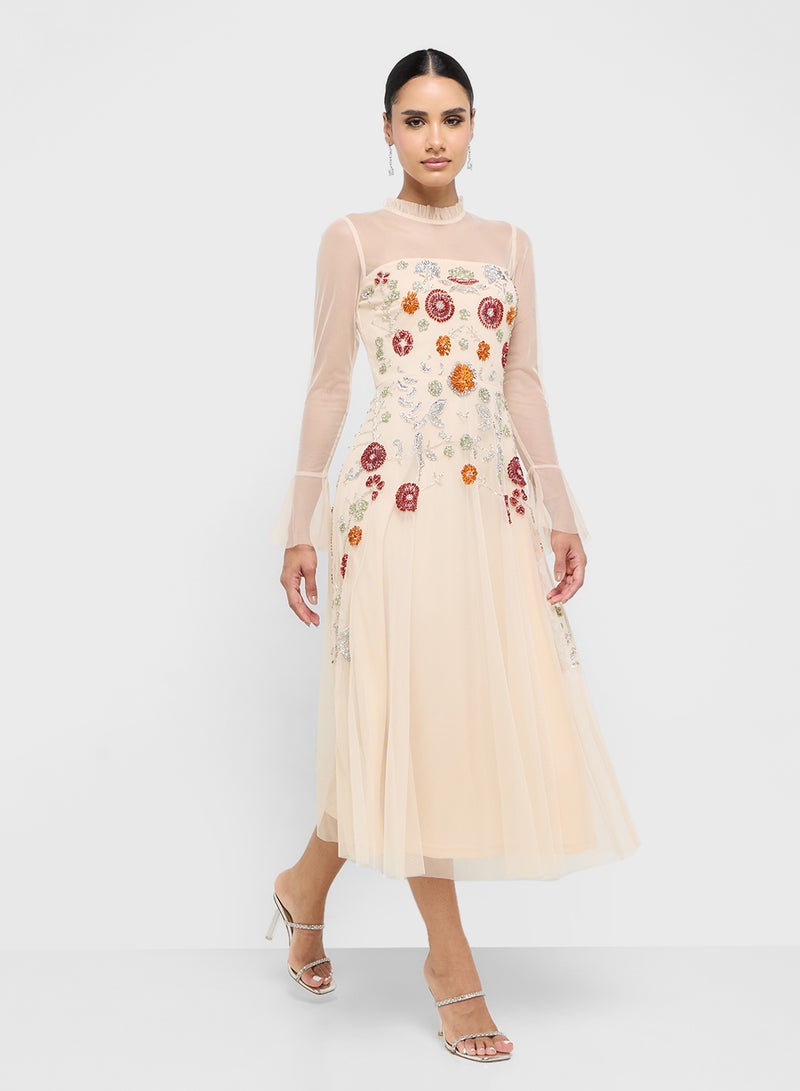 Frock and Frill Embroidered Midi Dress - Image 4