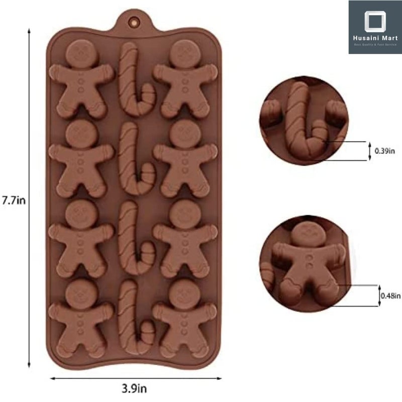 Husaini Mart HUSAINI MART Christmas Silicone Chocolate Moulds 1PCS 12 Cavity Cake Cookie Moulds Candy Baking Molds for Chocolate Cake DIY for Xmas Party Cake Decoration with Christmas Themed Shapes  - Image 2