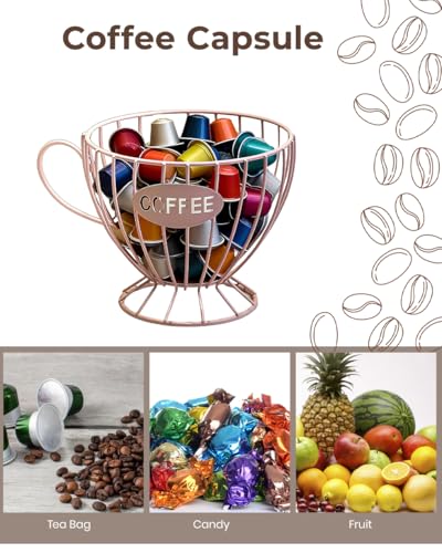 SEEK RARE Coffee Pod Holder Large Capacity Coffee Pod Storage Metal Kitchen Countertop Organizer for Home Office Pink - Image 3