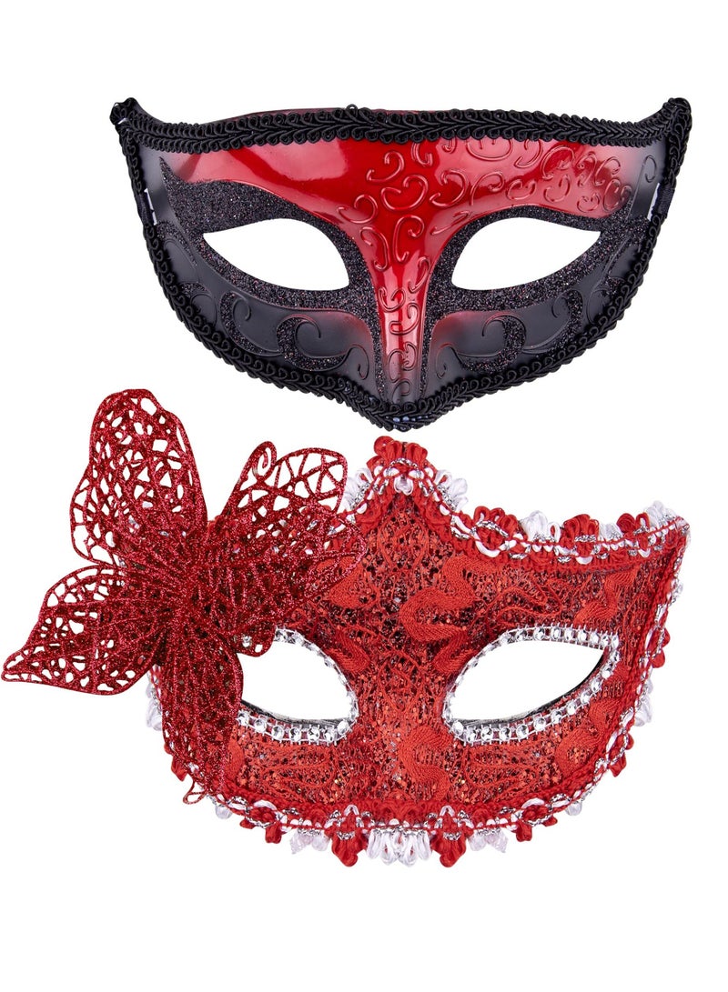 Y&D Couple Masquerade Masks Set Venetian Party Mask Mardi Gras for Women and Men  - Image 1
