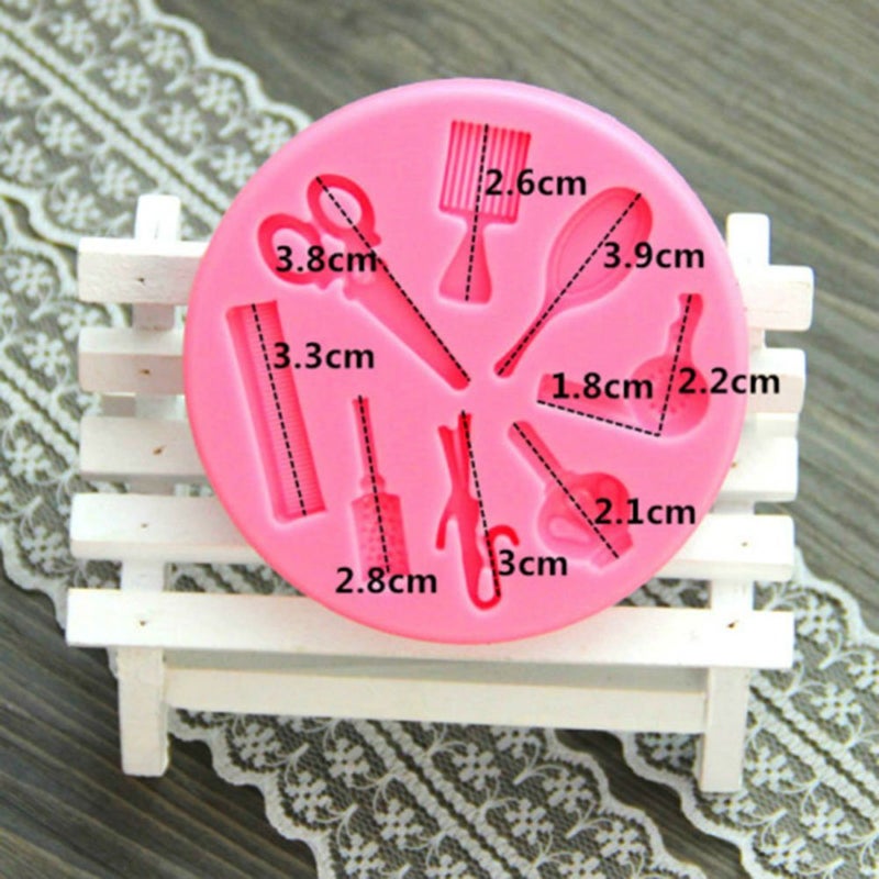 AKOAK Creative Scissors Hair Tools Shaped Fondant Mold Resin Clay Chocolate Candy Silicone Cake Mould Fondant Cake Decorating Tools - Image 4