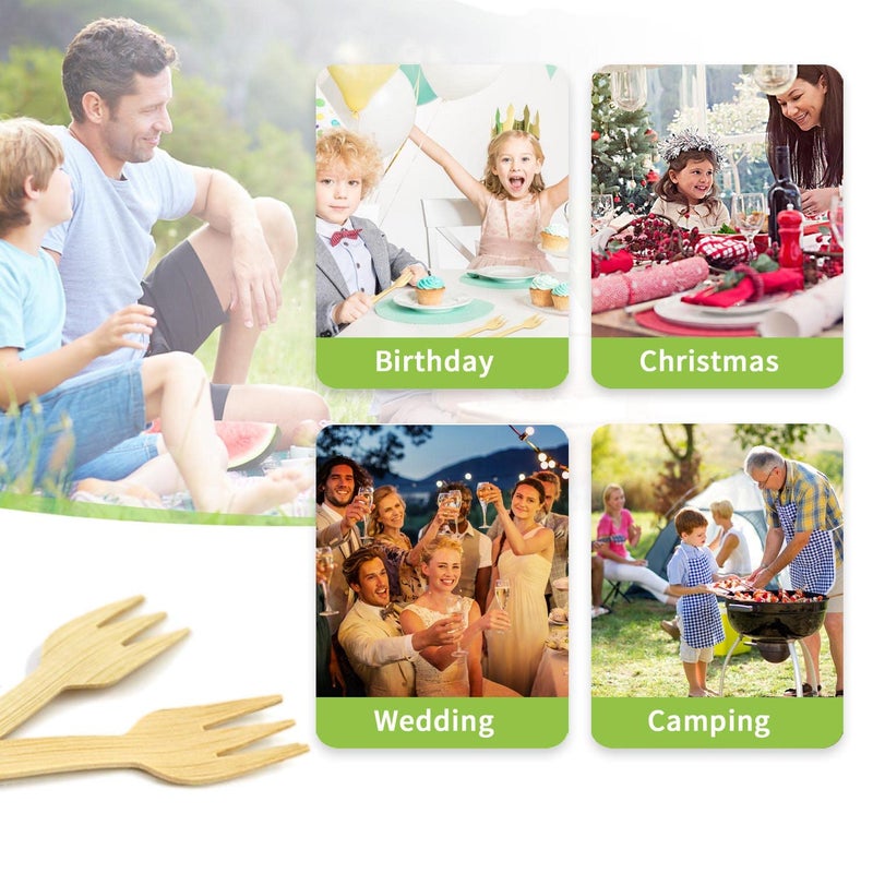 Banbu Bamboo Cutlery Set | 2000PK Mini Forks 3.54"" Disposable Small 100% Compostable Eco-Friendly Renewable Natural Fork Bulk for Dessert/Fruit - Image 4
