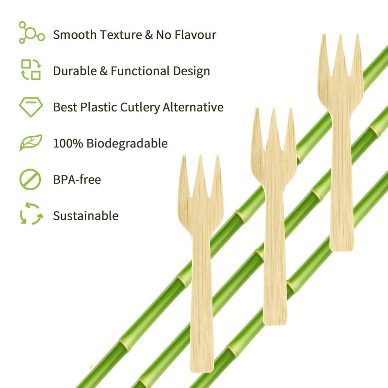 Banbu Bamboo Cutlery Set | 2000PK Mini Forks 3.54"" Disposable Small 100% Compostable Eco-Friendly Renewable Natural Fork Bulk for Dessert/Fruit - Image 5