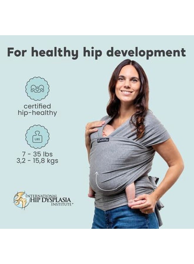 Cuddle Bug Baby Wrap Sling + Carrier - Newborns & Toddlers up to 36 lbs - Hands Free - Gentle, Stretch Fabric - Ideal for Baby Showers - One Size Fits All (Grey) - Image 4