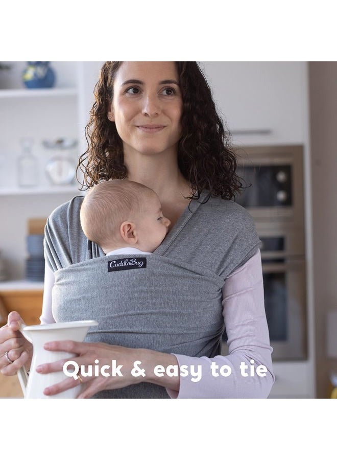 Cuddle Bug Baby Wrap Sling + Carrier - Newborns & Toddlers up to 36 lbs - Hands Free - Gentle, Stretch Fabric - Ideal for Baby Showers - One Size Fits All (Grey) - Image 2
