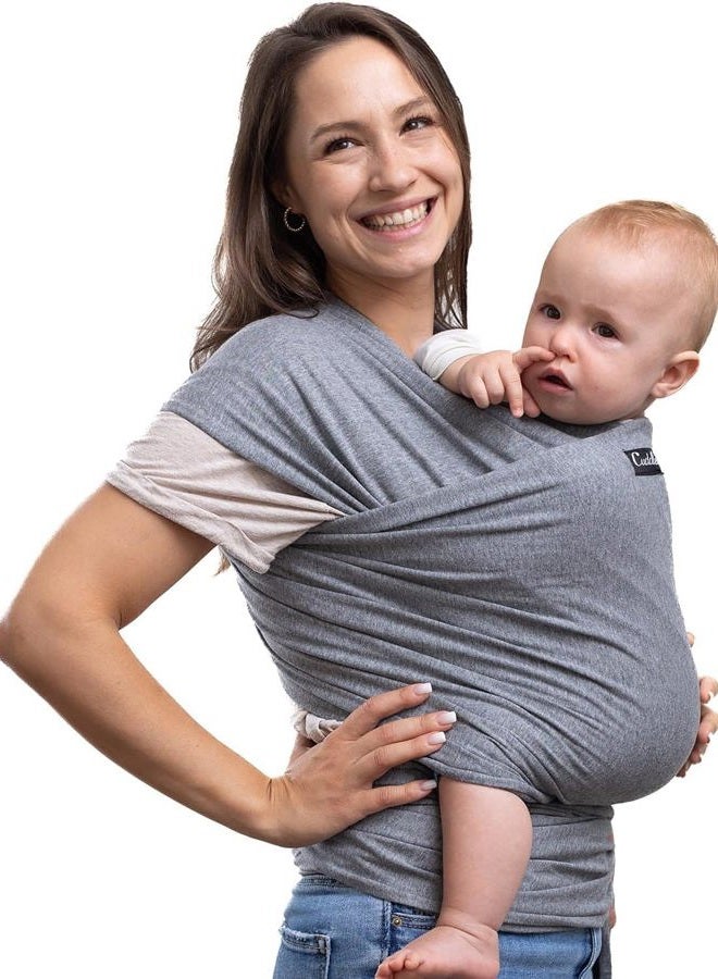 Cuddle Bug Baby Wrap Sling + Carrier - Newborns & Toddlers up to 36 lbs - Hands Free - Gentle, Stretch Fabric - Ideal for Baby Showers - One Size Fits All (Grey) - Image 1