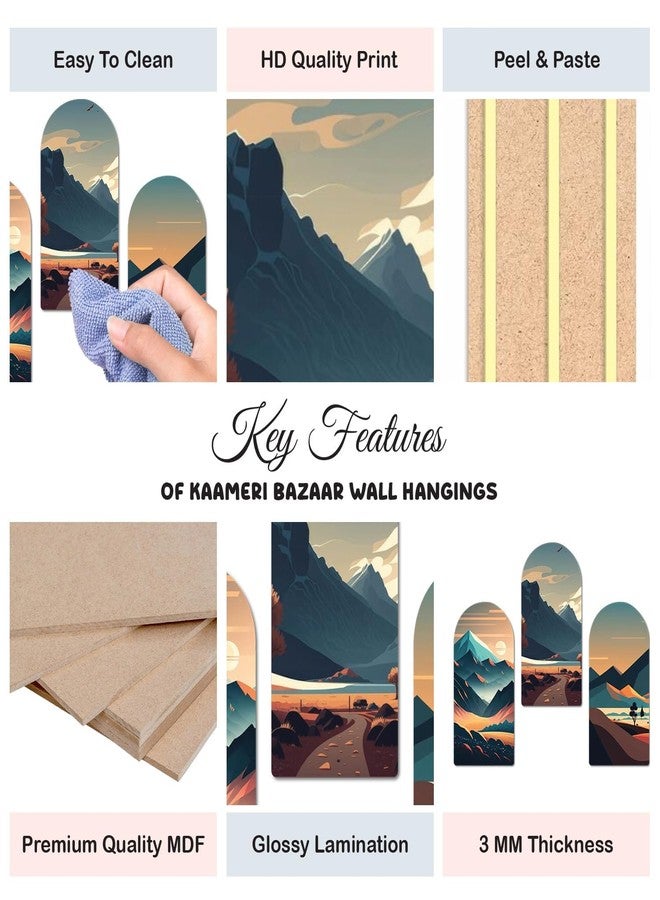 Kaameri Bazaar Mountain Design Wall Hanging for Living Room | Bedroom | Home Décor | Gifts | Wooden Hanging Decoration Items | Artworks Wall Hangings - Image 2
