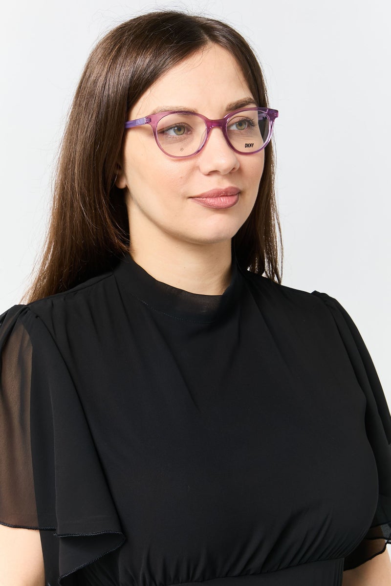DKNY Women DK5050 Round Eyeglasses, Transparent Purple - Image 2
