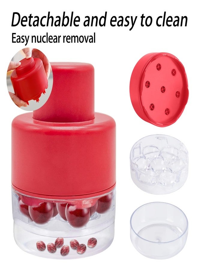 CEHNCEH Cherry Pitter Multiple, Push Type Cherry Corer Multiple, Kitchen Cherry Jam 7 Holes Multi Pitter Tool, 7-in-1 Cherry Seed Remover Quick Portable Cherry Pitting Tool - Image 2