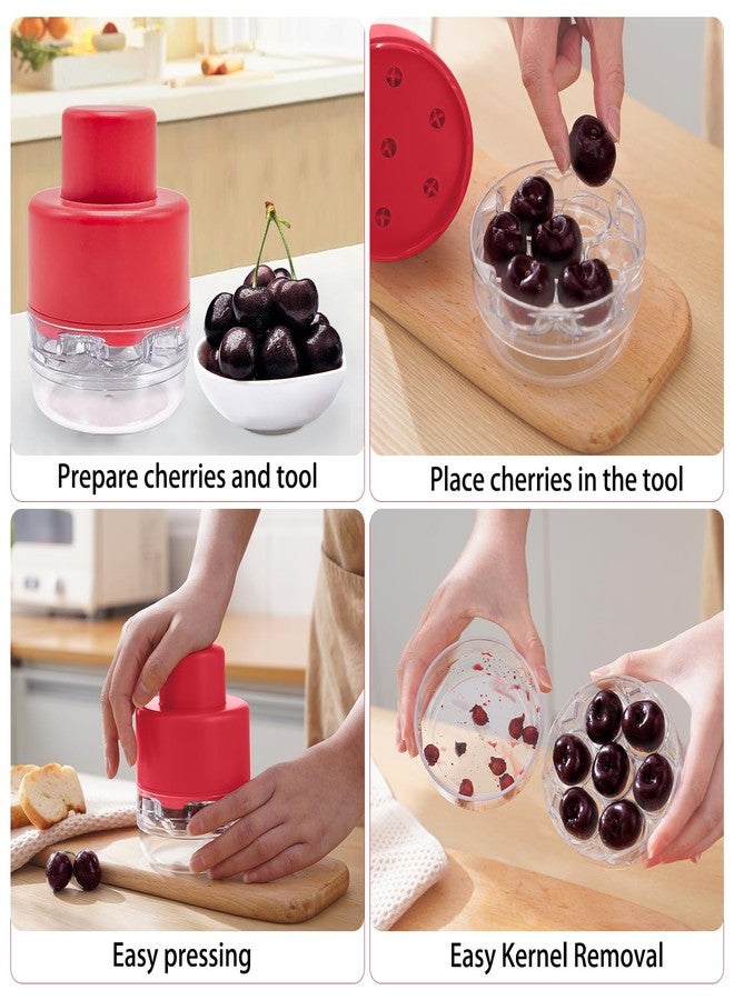 CEHNCEH Cherry Pitter Multiple, Push Type Cherry Corer Multiple, Kitchen Cherry Jam 7 Holes Multi Pitter Tool, 7-in-1 Cherry Seed Remover Quick Portable Cherry Pitting Tool - Image 5