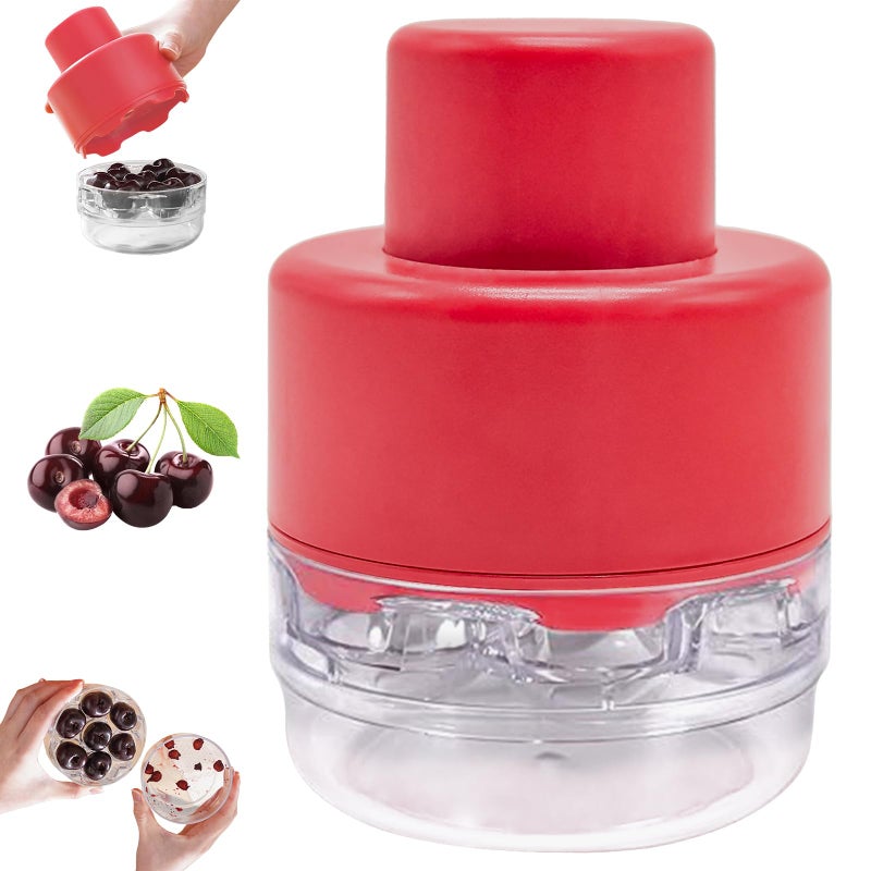 CEHNCEH Cherry Pitter Multiple, Push Type Cherry Corer Multiple, Kitchen Cherry Jam 7 Holes Multi Pitter Tool, 7-in-1 Cherry Seed Remover Quick Portable Cherry Pitting Tool - Image 1