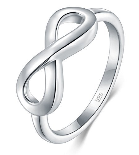 BORUO 925 Sterling Silver Ring High Polish Infinity Symbol Tarnish Resistant Comfort Fit Wedding Band Ring Size 7 - Image 1