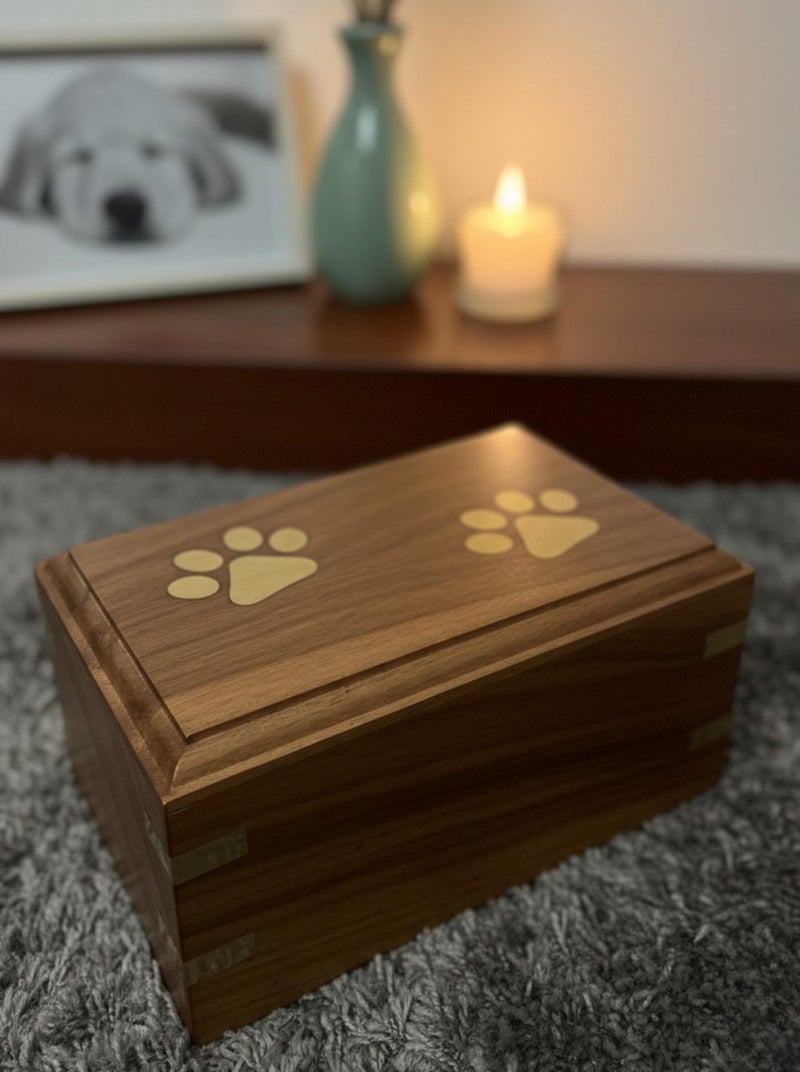 AYZCORP Wooden Urn Pet Urns For Dogs Ashes Decorative Wooden Pet Urns For Ashes Rosewood Cremation Urns For Dogs Pet Urns For Cats Small Wooden Cremation Box Two Paws