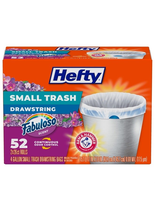 Hefty Small Trash Bags, Fabuloso Scent, 4 Gallon, 52 Count - Image 1