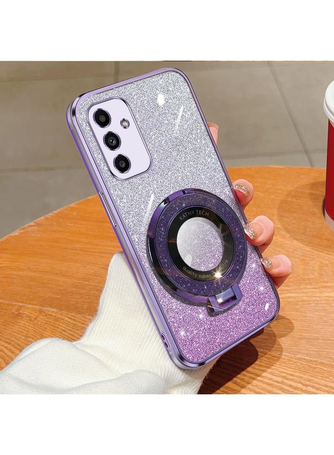 S-TOP Case For Samsung Galaxy A15 Plated Gradient Glitter Round Holder TPU Phone Case - Image 1