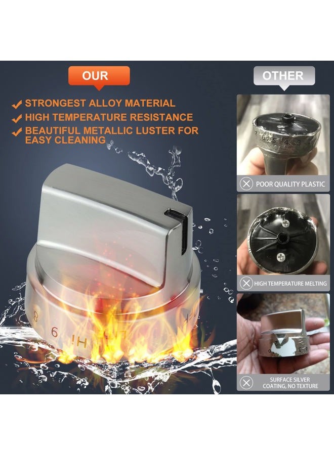 Aremae 5 Packs WB03X24818 ge Stove Knobs,Stainless Steel Color Plastic Range Burner Control Dial Knob,Replacement PS11729081 - Image 3