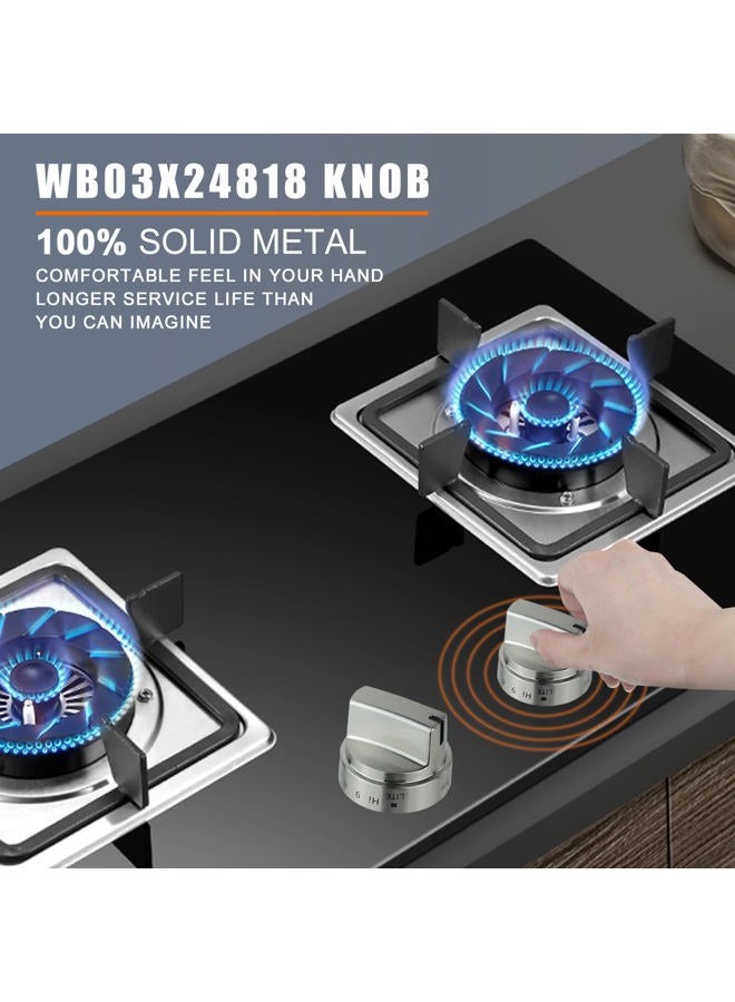 Aremae 5 Packs WB03X24818 ge Stove Knobs,Stainless Steel Color Plastic Range Burner Control Dial Knob,Replacement PS11729081 - Image 5