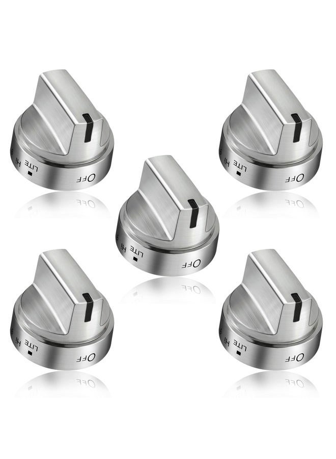 Aremae 5 Packs WB03X24818 ge Stove Knobs,Stainless Steel Color Plastic Range Burner Control Dial Knob,Replacement PS11729081 - Image 1