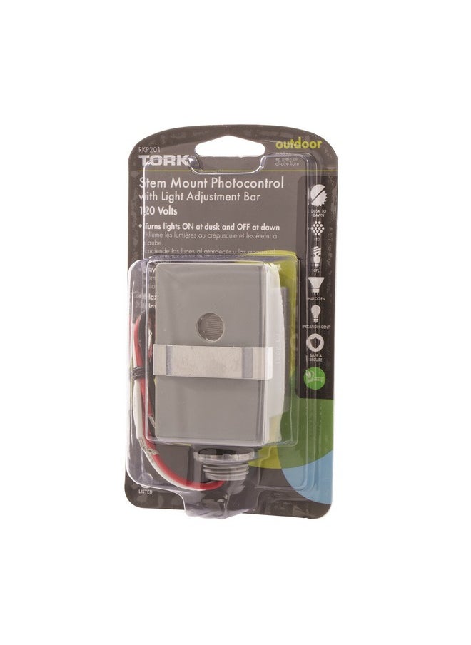 NSi Industries TORK RKP201 Outdoor 120-Volt Stem Mount Photocontrol with Light Adjustment Bar - Controls Lighting Dusk to Dawn - Compatible with Incandescent/Compact Fluorescent/Halogen/LED