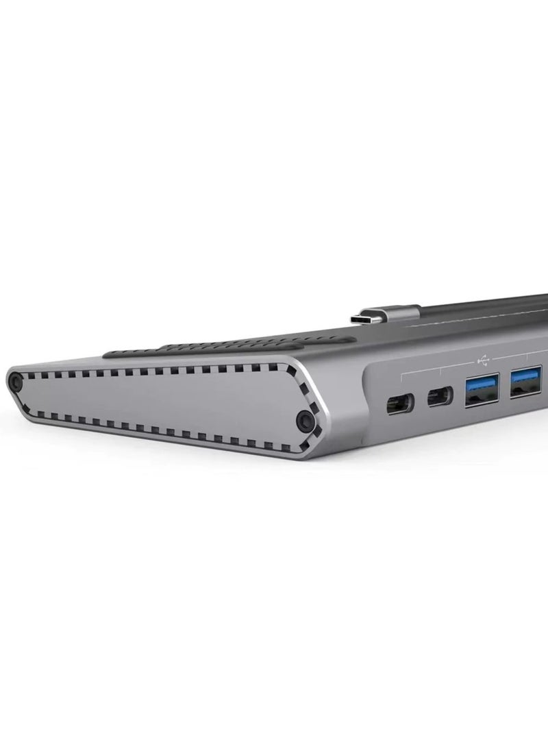 GO-DES 14 in 1 USB-C Type-C Hubs Docking Station – Silver – Multiport Adapter for Laptops, PCs, and Tablets, Includes HDMI, USB 3.0, SD/TF Card Slots, Ethernet, VGA, USB-C PD Charging, Compact & Portable Docking Solution for Home & Office Use - Image 3