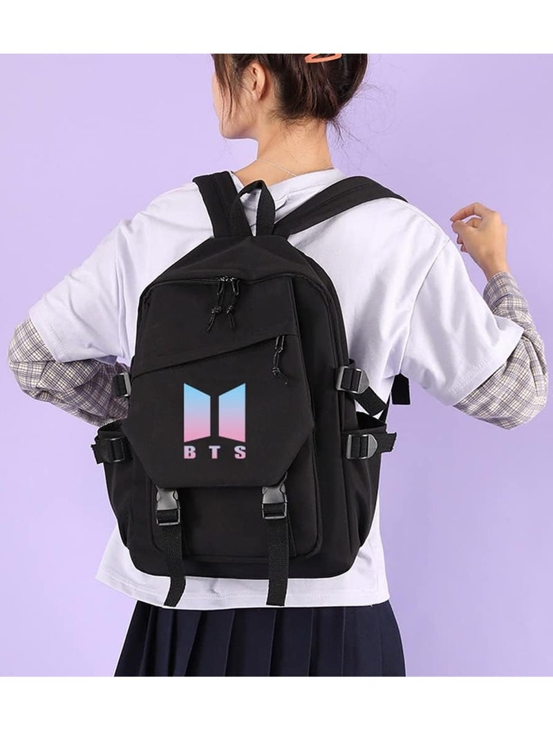 URbazaar Korea BTS series backpack school student canvas book bag casual shoulder bag travel rucksack - Image 2