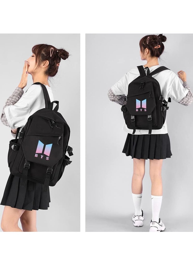 URbazaar Korea BTS series backpack school student canvas book bag casual shoulder bag travel rucksack - Image 3