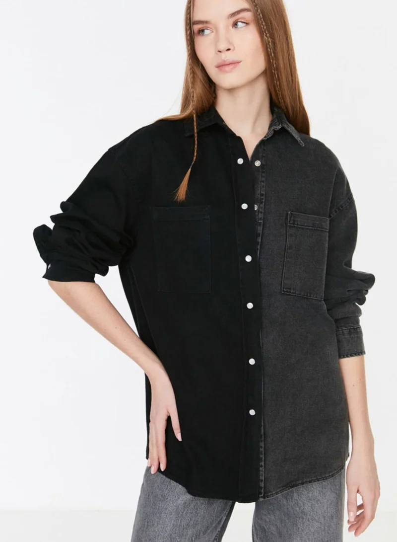 trendyol Colorblock Denim Shirt