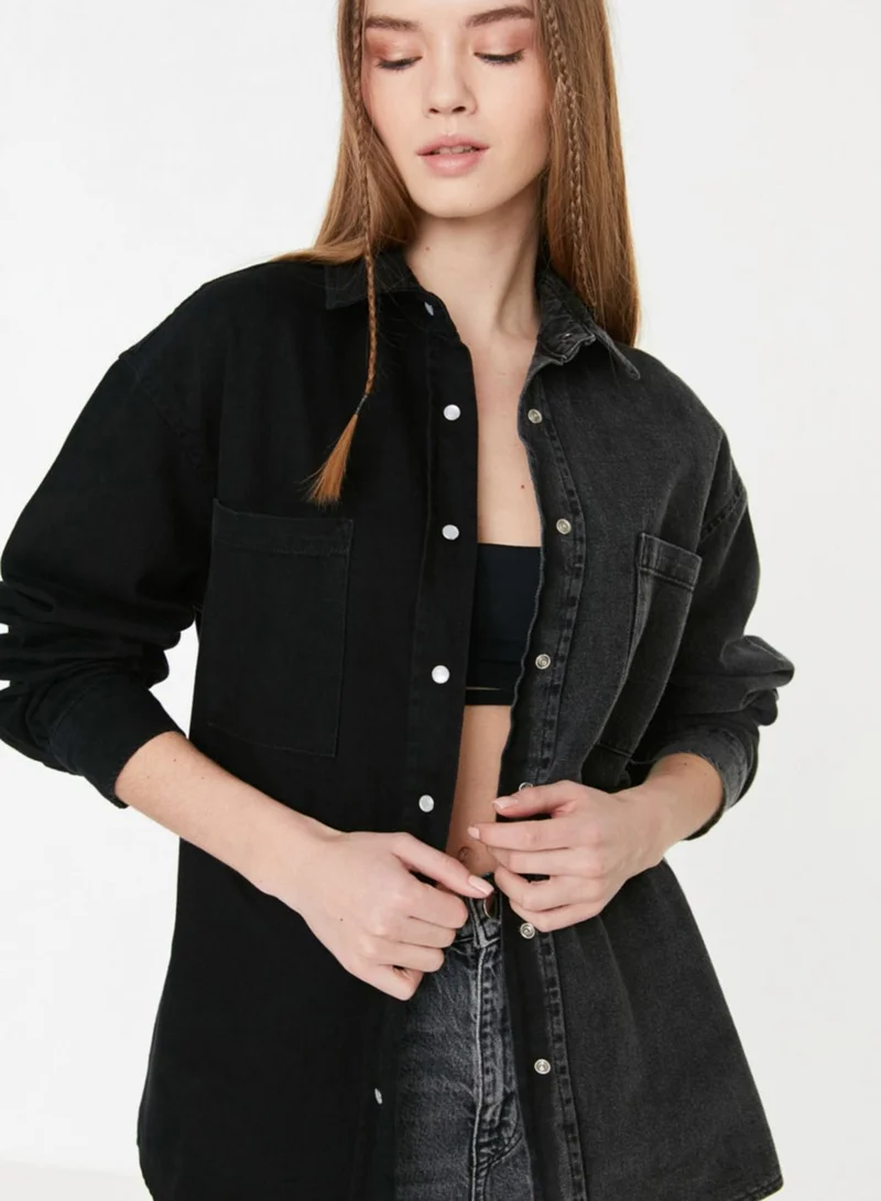 trendyol Colorblock Denim Shirt